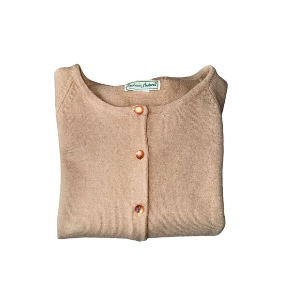 Vintage Stephanie Andrews Wool tan Cardigan - Picture 8 of 13